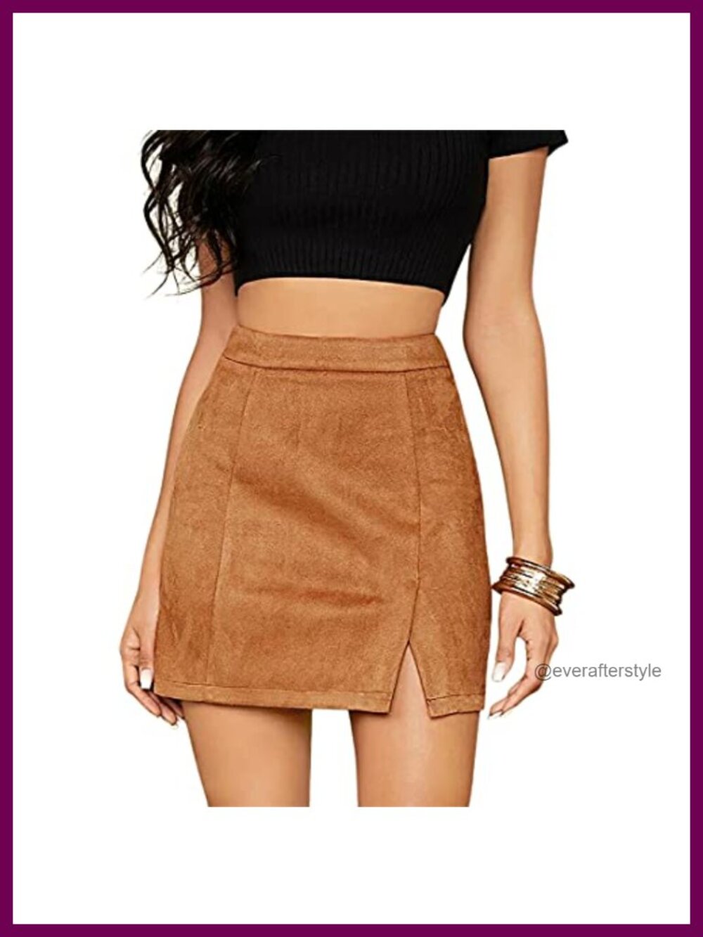 Faux Suede High Waist Bodycon Mini Skirt Side Split Slim Fit